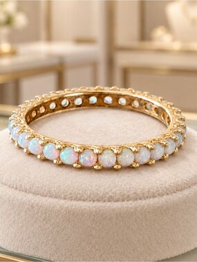 La Kaiser Gold Opal Eternity Bracelet with Pink & Blue Flashes